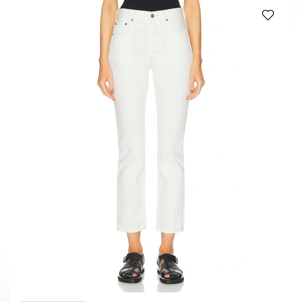 Citizens Of Humanity Cream Charlotte Crop High Rise Straight Denim